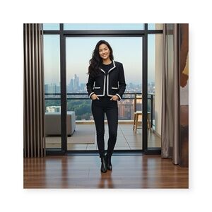 Boutique Moschino ✈︎ Ladylike Classic Woven Fringe Jacket ✈︎ Black White ✈︎ 14